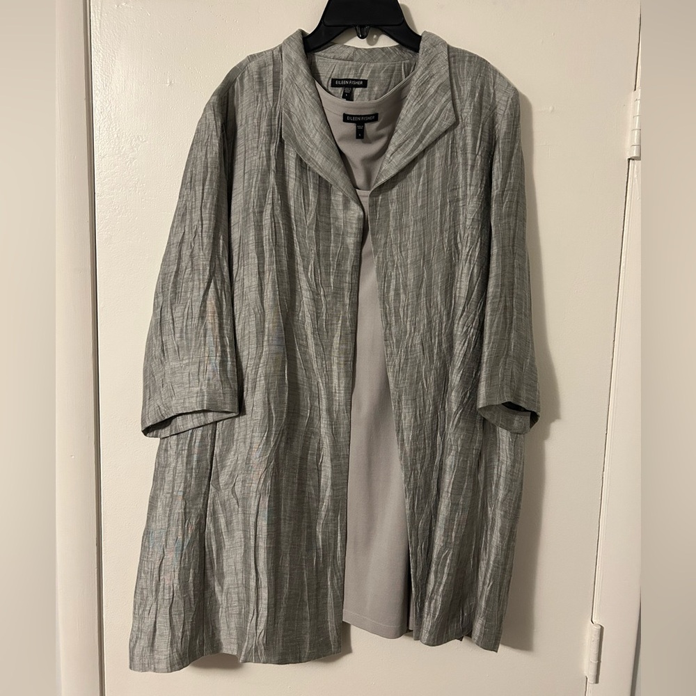 Eileen Fisher Crinkle Linen Jacket with Tank Included - Picture 5 of 11